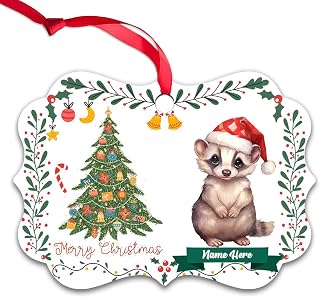 Dinoz Merry Christmas Badger Animal Tree Ornament, Watercolor Animal Décor Custom Names Printed Both Sides Keepsake Gifts Aluminum Ceramic Ornament Decorations House