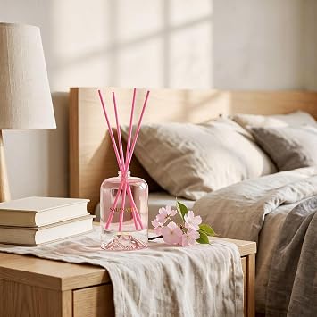 Reed Diffuser Set, 100 ml Cherry Blossom Scented, Volcano Design Diffuser with 10 Sticks for 60 Days, Long-Lasting Home Fragrance Perfect for Bathroom, Shelf Decor, Air Fresheners