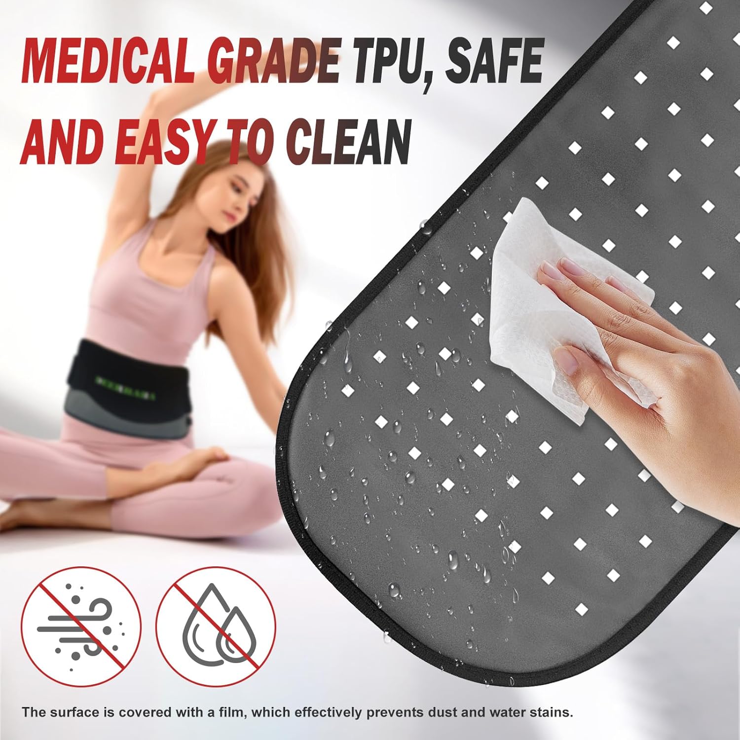 Red-Light-Therapy-for-Body,2026 Upgraded-4 Modes 5 Stage Power Medical-Grade TPU Mat for Body Pain Relief,20"x 9"Dual Wavelength Infrared Red Light Blanket LEDs - Image 6