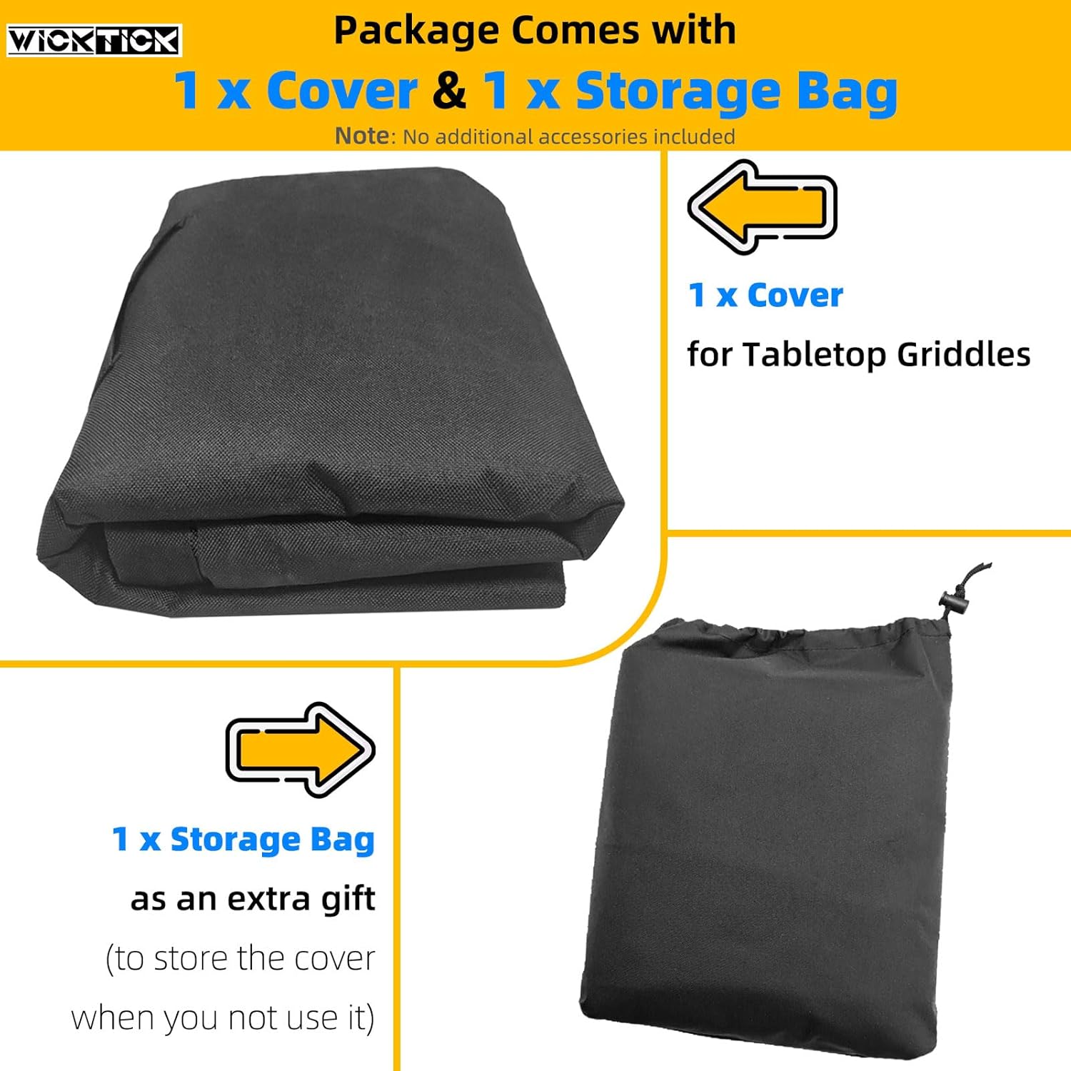 WICKTICK Griddle Cover for Blackstone 22 inch Tabletop Griddle with Hood, Full Coverage Propane Fuel Cylinder, Waterproof 600D Heavy Duty Grill Covers Outdoor BBQ Grilling Accessories