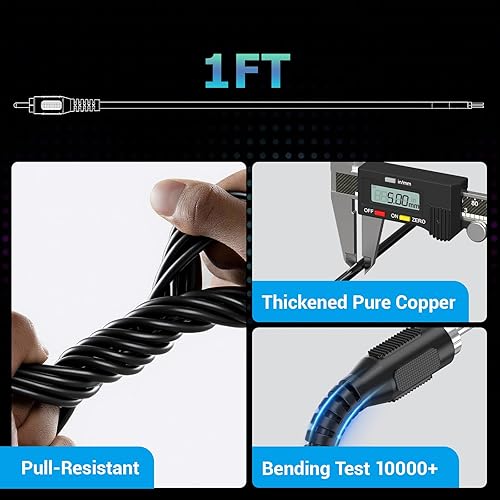 Miniatura 9 de Adaptador de cable RCA a altavoz, 18 AWG, paquete de 2 conectores RCA macho de 3 pies a cable desnudo de extremo abierto, cable de audio UIInosoo,