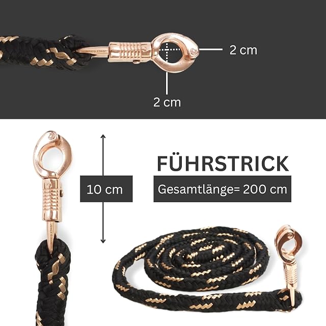 Foto 6 de 7 de Caballo con gancho de pánico, color oro rosa, longitud 2 m, muchos colores con purpurina (negro-dorado