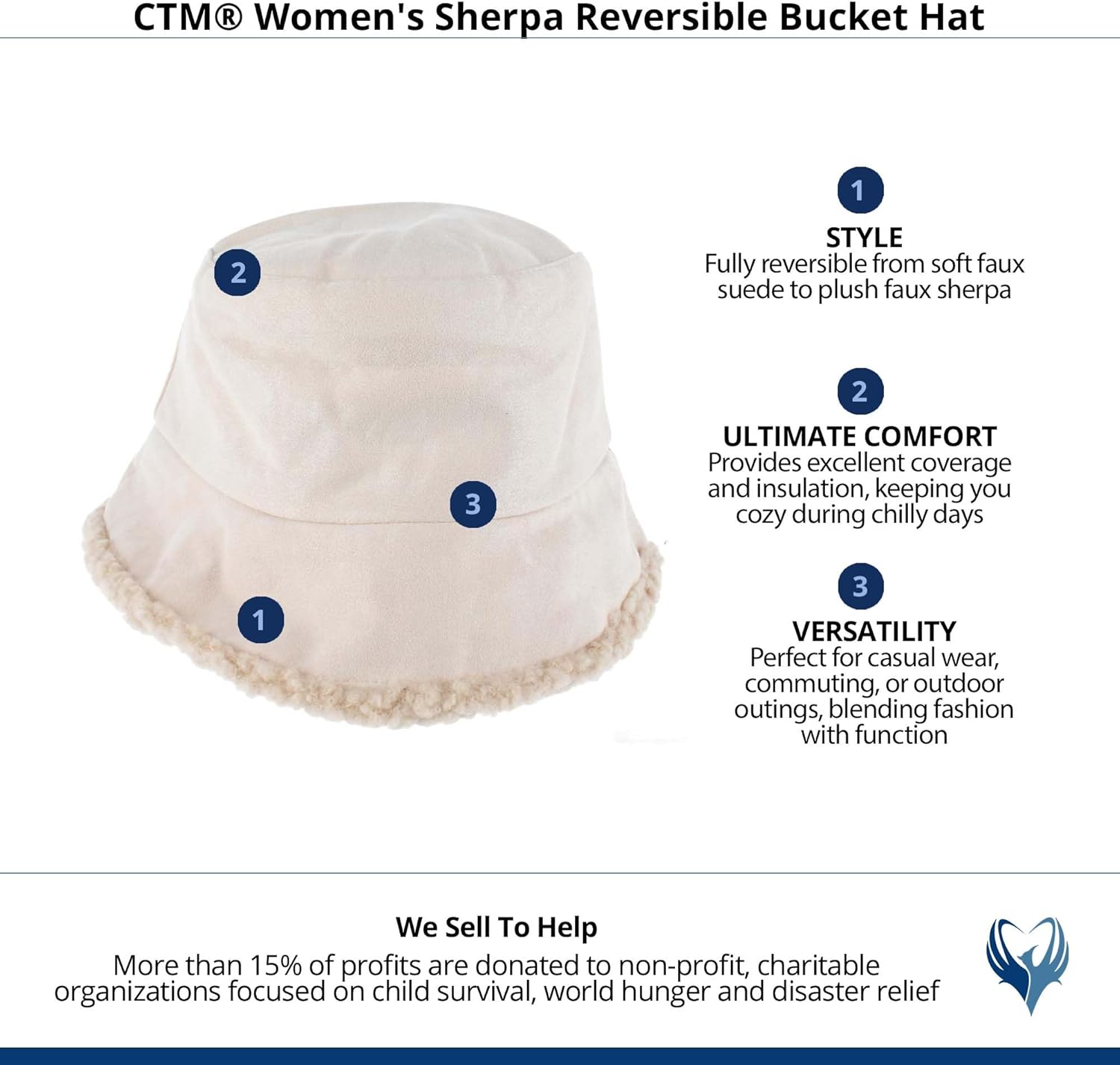 CTM Women's Sherpa Reversible Bucket Hat - Image 6