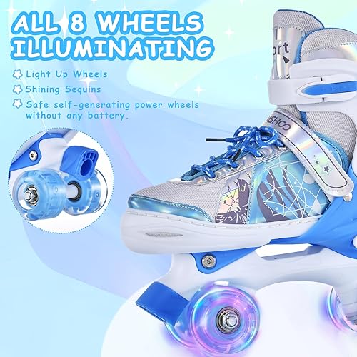 Miniatura 3 de TOMSHOO Patines de ruedas para niñas y niños, 4 tamaños, ajustables, con ruedas iluminadas, de 3 a 5 años, 5 a 8, 6 a 12 años, para regalo de