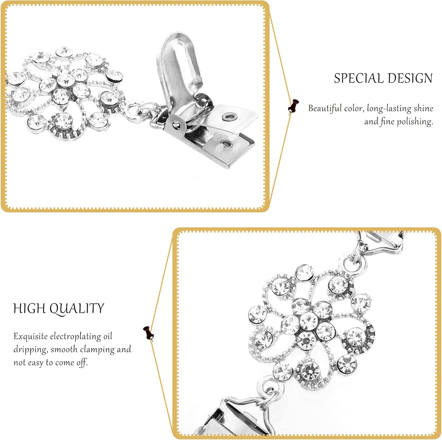 Generic 4pcs Retro Collar Clips Metal Brooch Pins Floral Scarf Buckle Clip Sweater Shawl Clip Metal Flower Safety Brooch Clip for Cardigan Dress Shirt : Clothing, Shoes & Jewelry