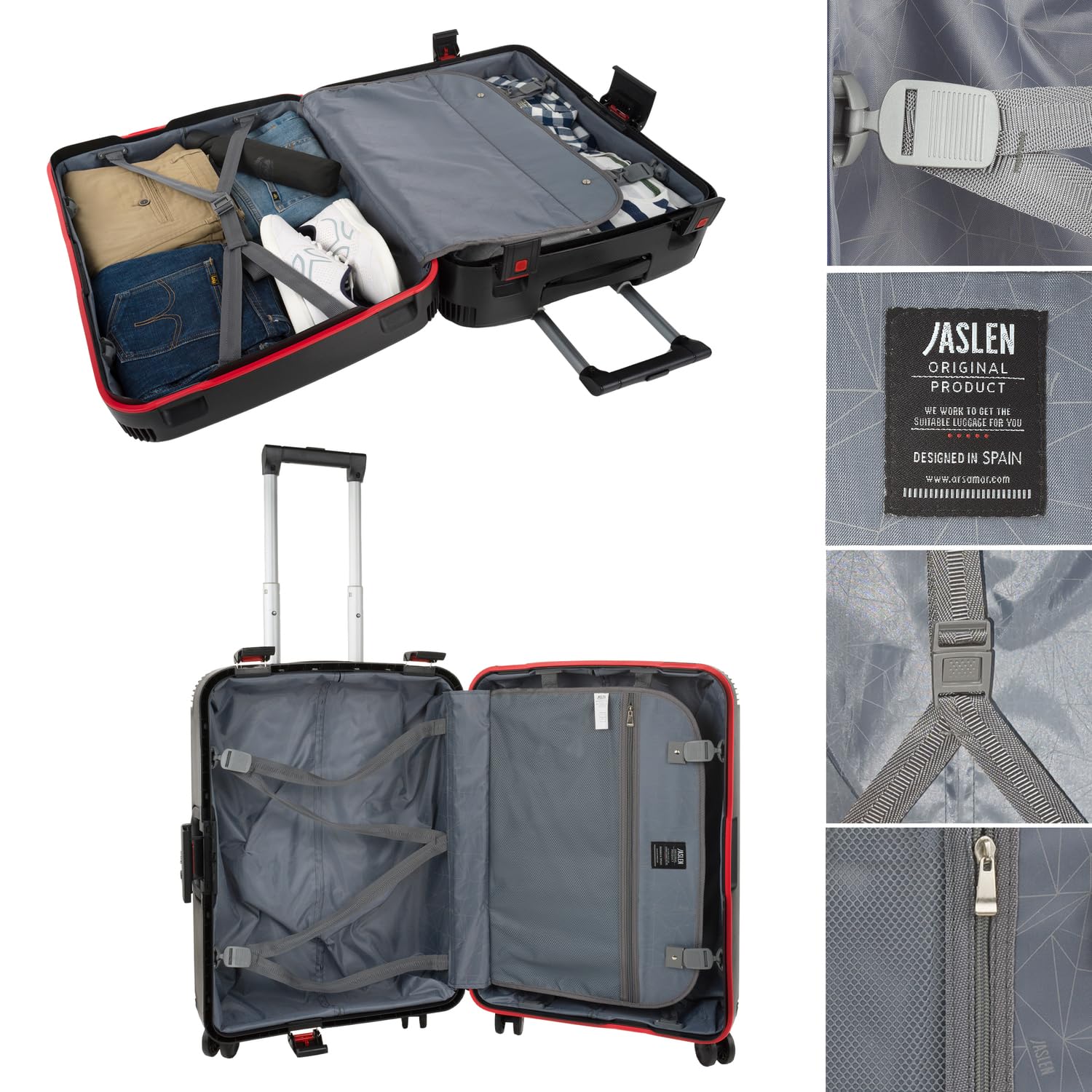 JASLEN - Set de Valises Rigides 4 roulettes - Valise Grande Taille, Valise soute Avion, Bagages pour Voyages, Lot de Valises à Roulette. Fabriquées en PP matériau résistant