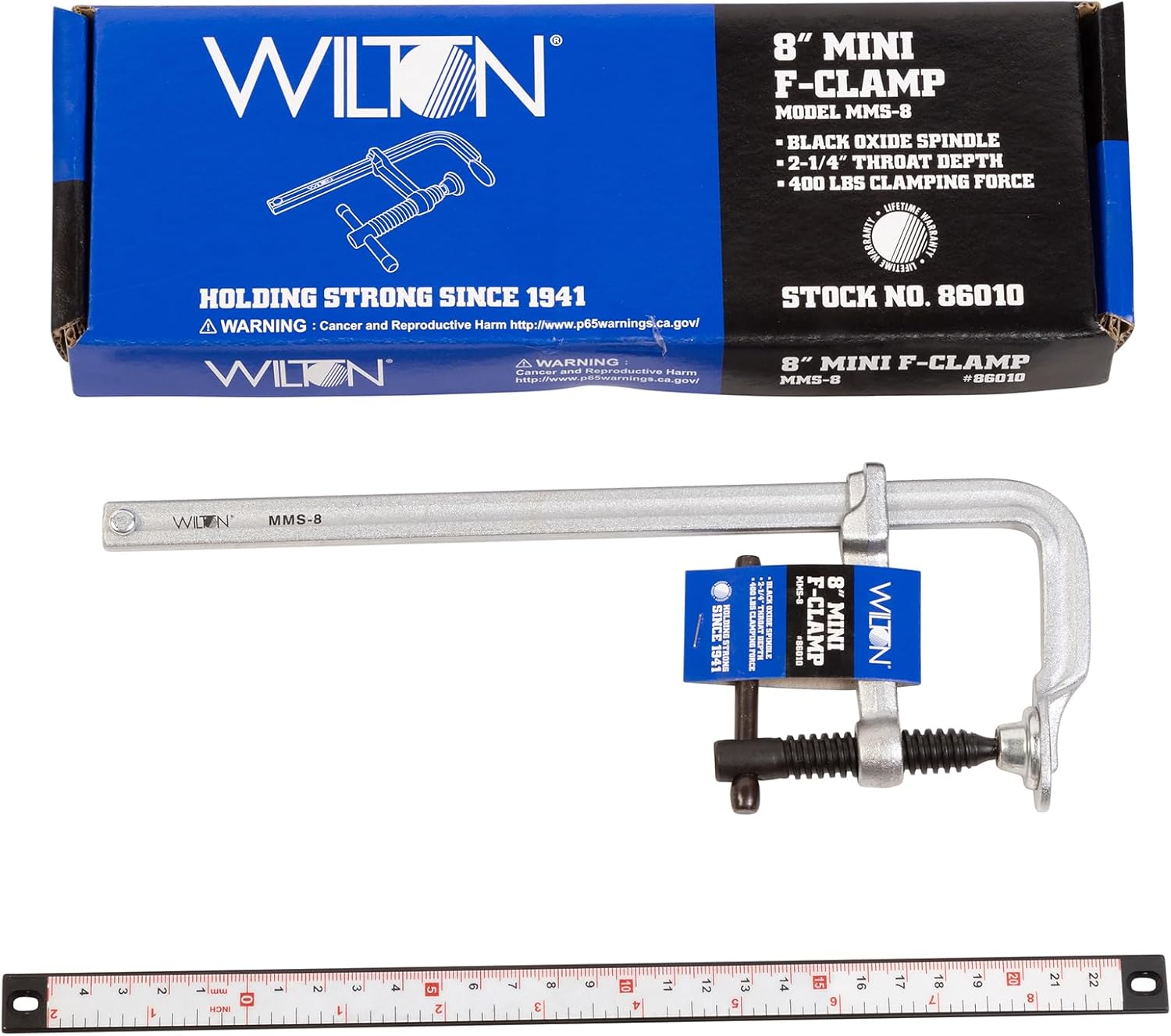 Wilton Mini F-Clamp, 8" Opening, 2-1/4" Throat, 400 Lbs. Clamping Force (Model MMS-8) (Pack of 2)
