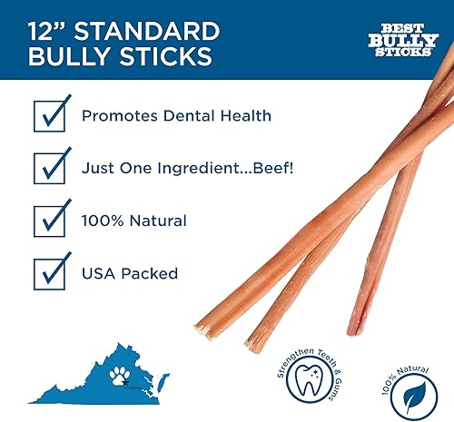 Miniatura 22 de Best Bully Sticks - Palitos de carne seca para perros, completamente naturales y digeribles, 100% carne de res alimentada con pasto, sin granos ni
