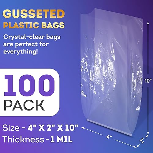 Vista 106 de APQ Bolsas de Polietileno con Fuelle 1 Mil Transparente/10" x 6" х 20
