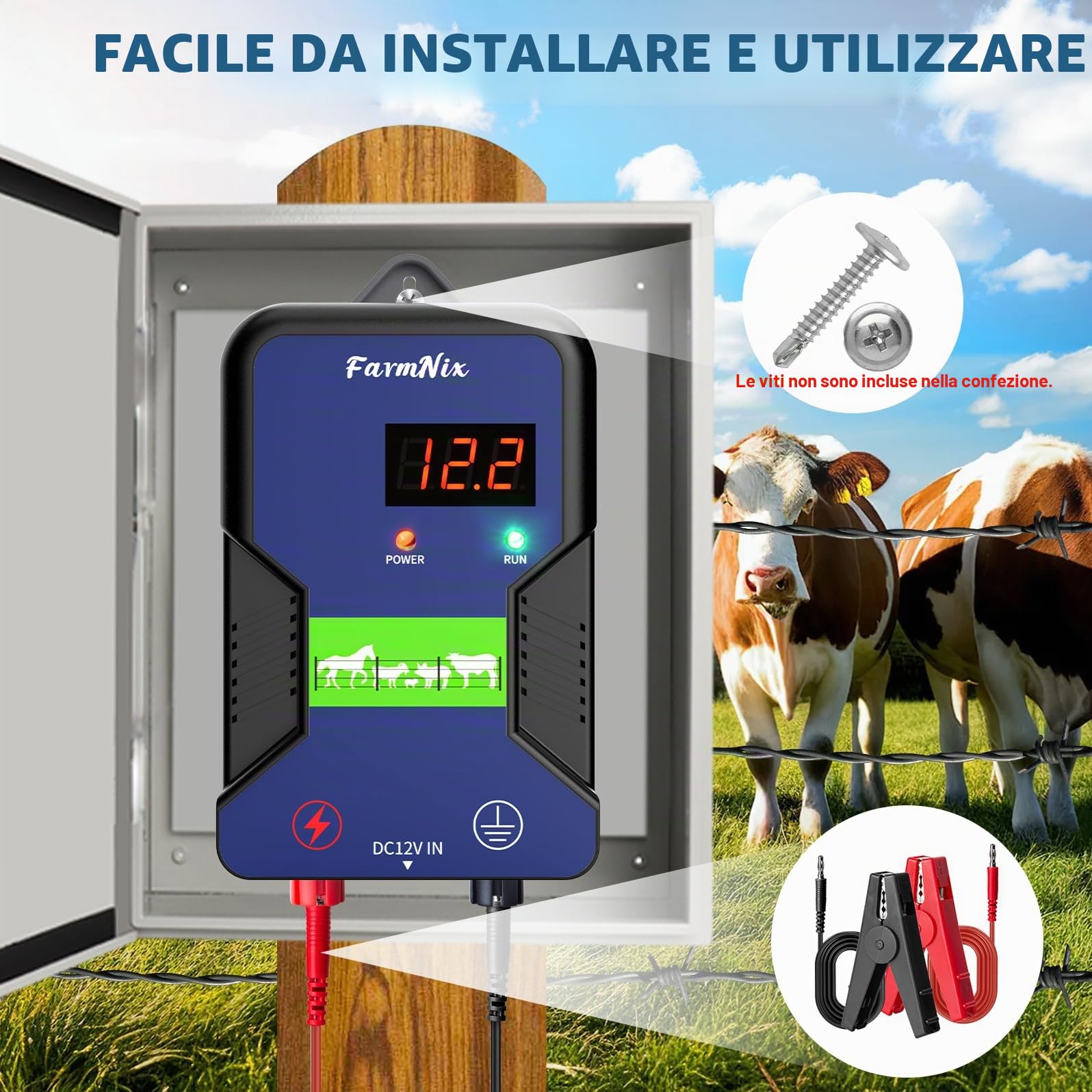 15KM Recinto Elettrico per Animali, 2J/12kV Pastore Elettrico | Controllore di Impulsi ad Alta Tensione Sicuro Fattoria degli Animali Recinzione,Per Mucche, Bestiame, Allevamento Di Pollame