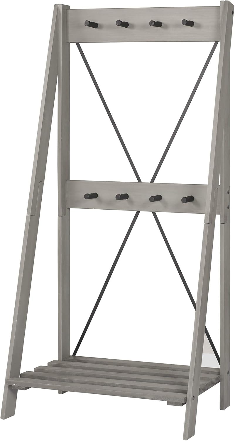 Walker Edison X Back Farmhouse Entryway Bench Hall Tree Coat Rack Shoe Storage Shelf Mudroom Hallway Organizer, 68 Inch, Grey : Home & Kitchen