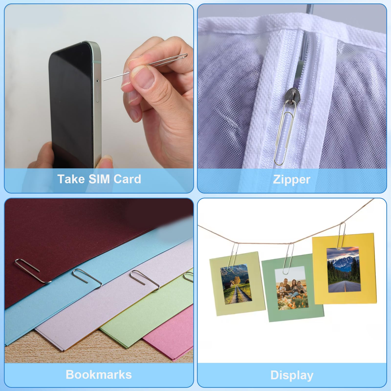 Paper Clips and Binder Clips Assorted Sizes, 240 PCS Colored Office Clips Set Large Medium Small Paper Clamps Paperclips Push Pin Thumb Tacks, College Supplies Home Office Supplies Document Organizing