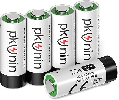 PKUNIN 23A 12 Volt Battery Alkaline A23 Battery for Ceiling Fan Remotes Garage Door Openers Batteries 5 Pack