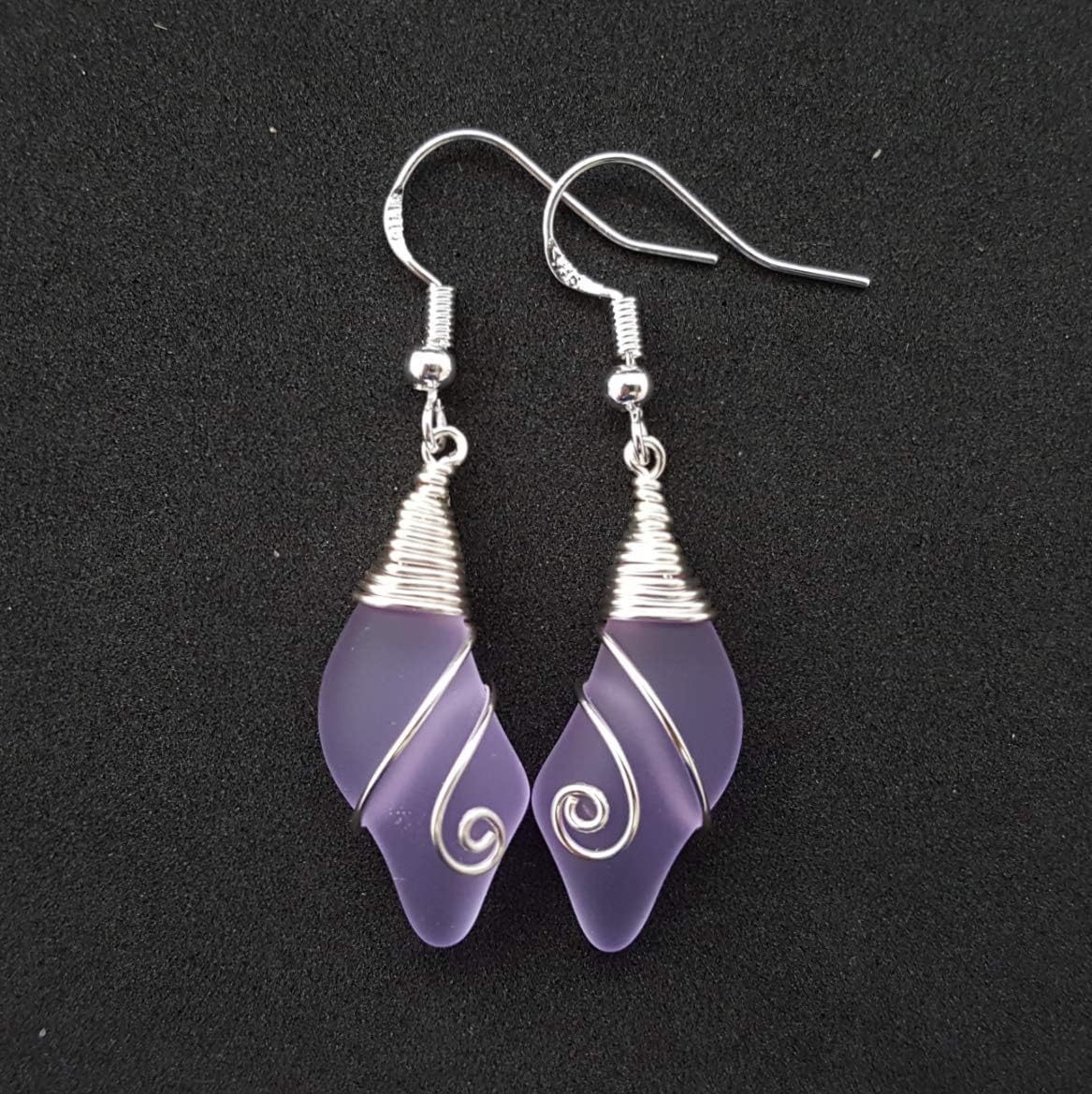 Handmade Sea Glass Earrings, Hawaiian Jewelry for Women, Wire Wave Earrings, Seaglass Jewelry For Women Birthday Gift For Women