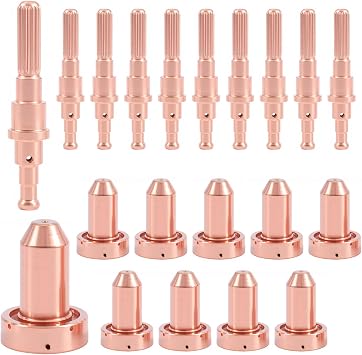 10Pcs 9-8210 Nozzle Tips 60A, 10Pcs 9-8215 Electrodes Plasma Consumables | for Thermal Dynamics SL60/SL100 Torch, Plasma Cutter Consumables for DIY & Industrial Metal Cutting