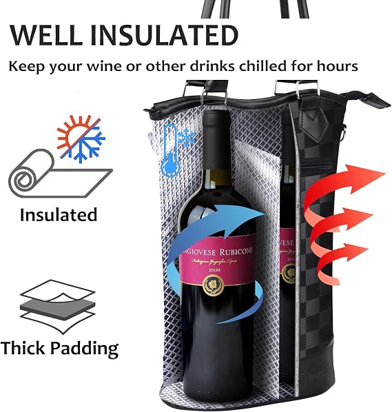 Tirrinia 2 Bottle Wine Cooler Bag Tote