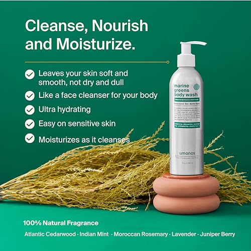 Miniatura 2 de umanos Superfood Gel de baño, limpiador corporal nutritivo a base de plantas, bueno para pieles sensibles. Sin sulfato, fragancia natural, 10 onzas