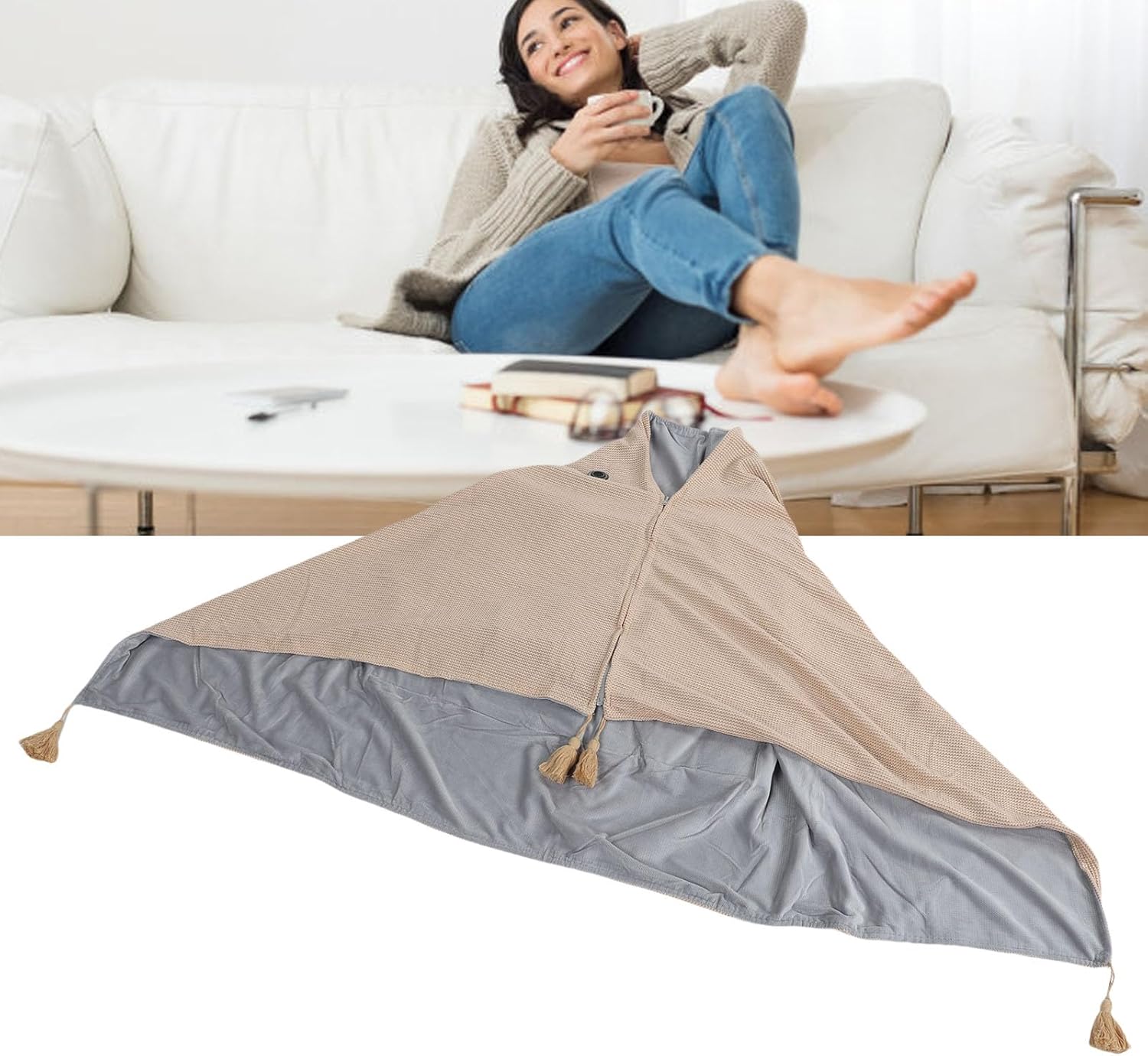 Portable Heated Shawl Wrap, USB Heated Warm Shawl Kneepad, Washable Electric Heating Blanket with 3 Heating Settings, for Car Office Home Travel