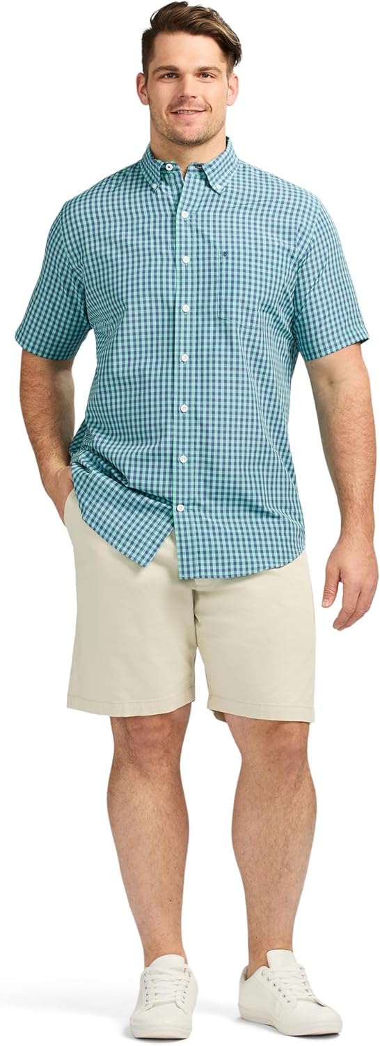 IZOD Mens Big & Tall Short Sleeve Breeze Woven Button Down Shirt - Image 3