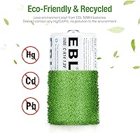 Vista 3 de EBL Pilas recargables tipo C de tamaño C, celda C, 5000 mAh, Ni-MH, paquete de 2