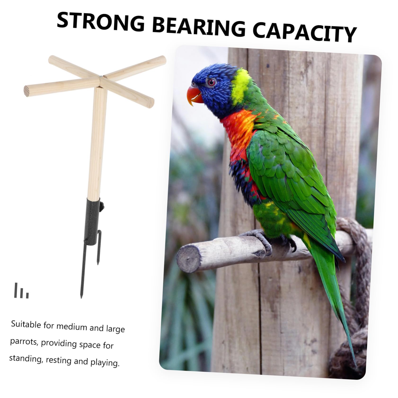 Kisangel Perch De Madera para Aves y Soporte para Entrenamiento De Pollo y Juguete para Mascotas Posadero Exterior para Periquitos y Aves De Mediano