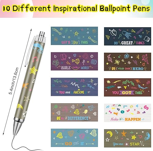 Miniatura 3 de 10 bolígrafos inspiradores, bolígrafos con cita motivacional, bolígrafos retráctiles divertidos, juego de bolígrafos de tinta negra con punta de