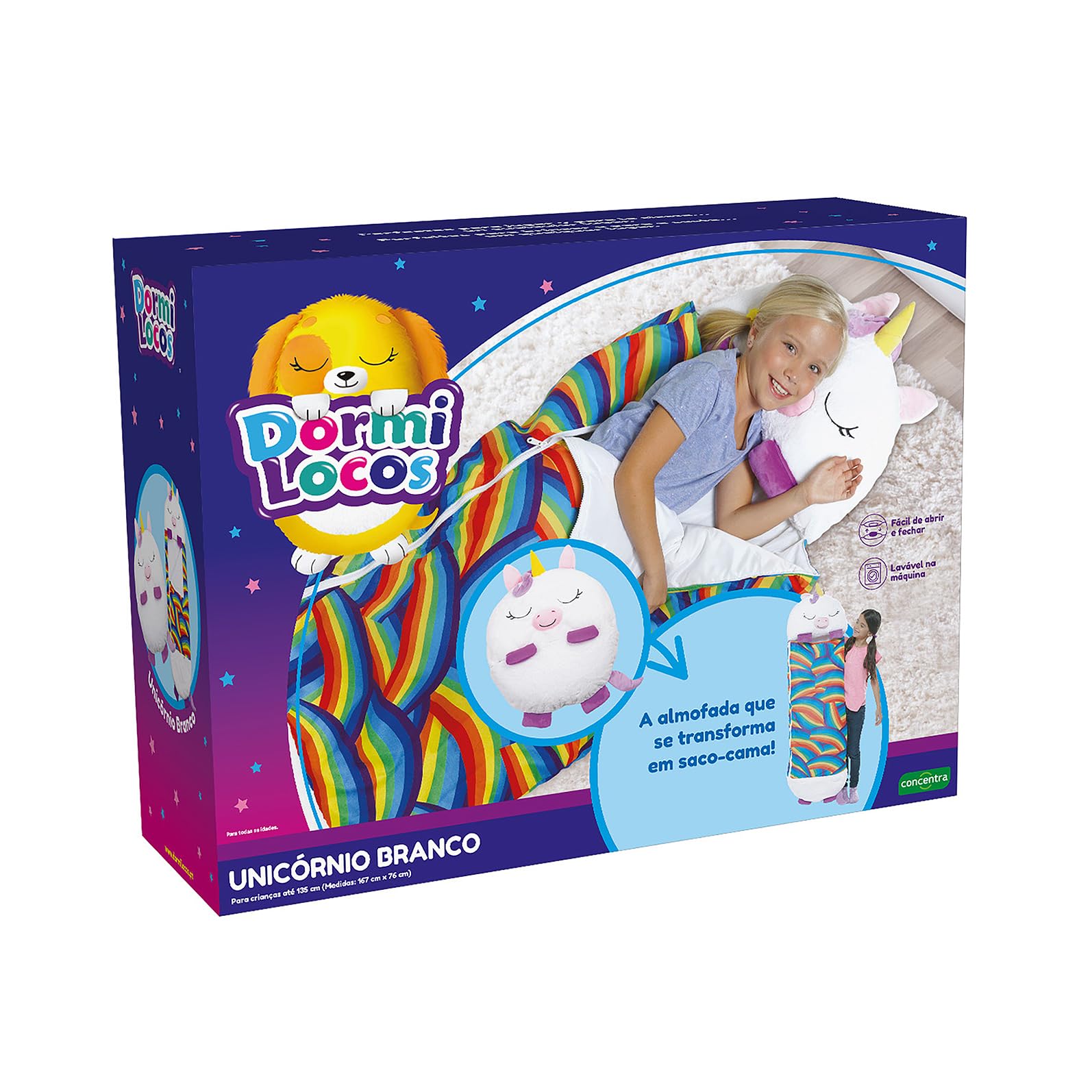 Dormi Locos - Saco de Dormir Grande - Unicornio Blanco