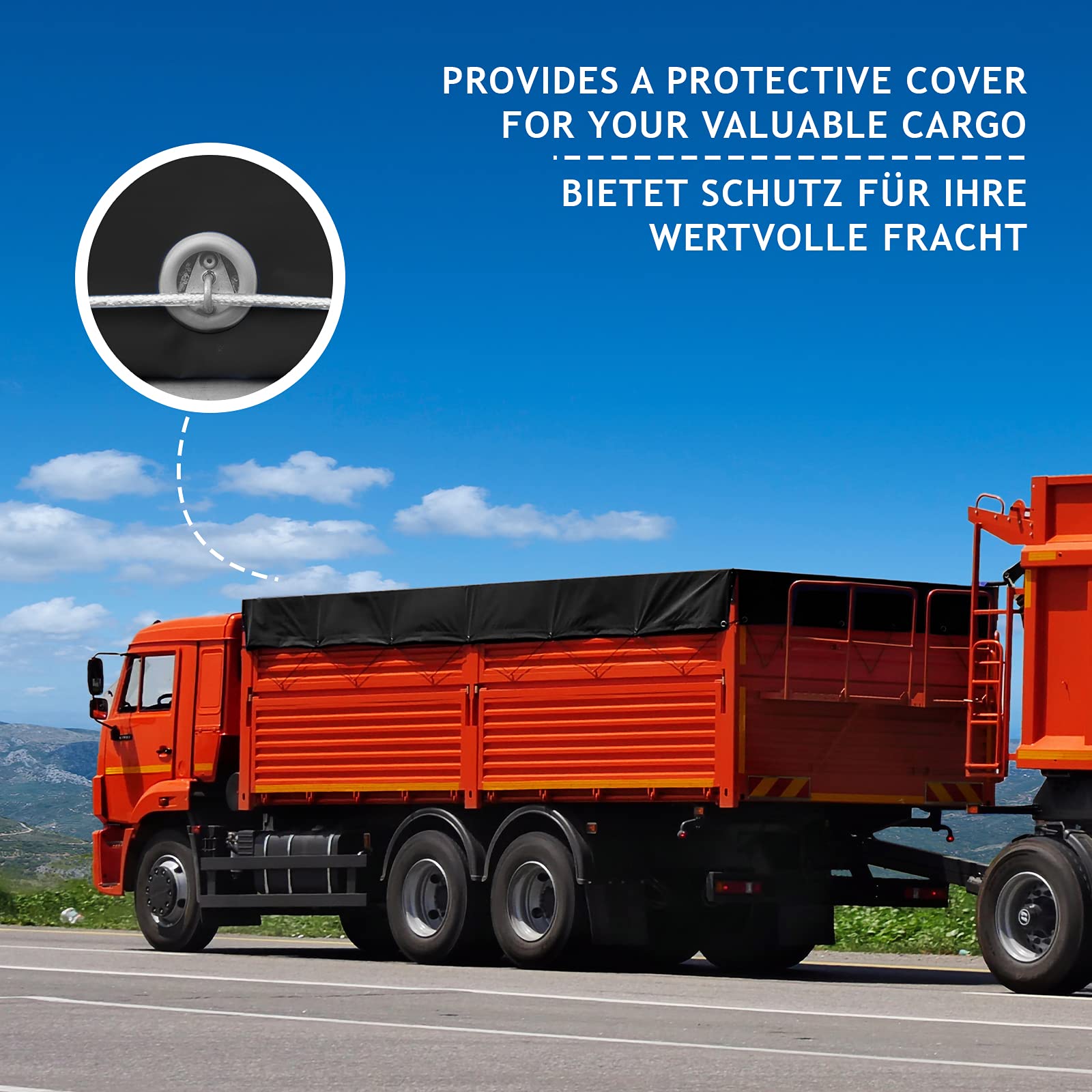 Jago® Abdeckplane - 650 g/m², 2x3/3x5/3x6/4x3/4x5/4x6/4x7/4x8/5x6/5x7/5x8 m, Wasserdicht & Reißfest, mit Ösen, Farbwahl, PVC-Schutzplane, LKW Plane Gewebeplane, Regenplane (Schwarz, 5 x 6 m)
