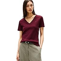 Tommy Hilfiger Donna T-Shirt Maniche Corte New Slim Cody con Scollo a V