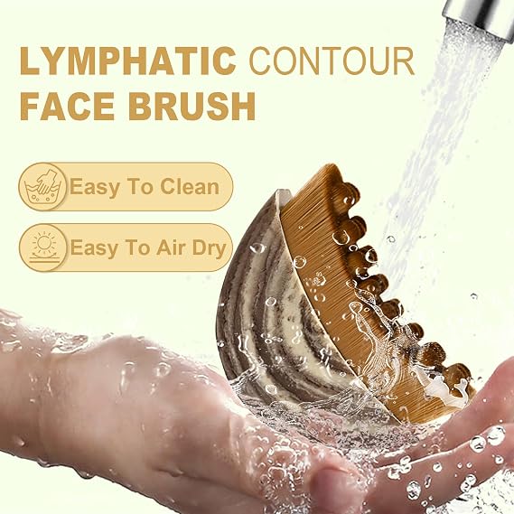2Pcs Lymphatic Drainage Massager for Face & Body, Lymphatic Drainage Brush, L-ymphatic Contour Face Brush for Chin & Jawline Sculpting, Dry Brushing Body Brush L-ymphatic D-rainage Tool