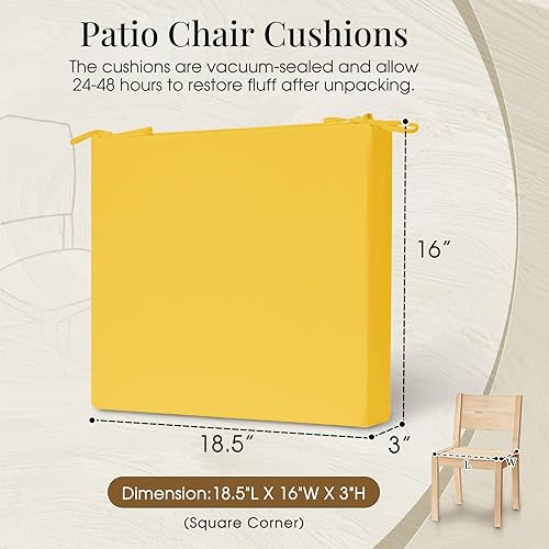 Miniatura 6 de downluxe - Cojín para asiento, cuadrado, impermeable, para exteriores e interiores, para patio, jardín, 47 x 41 x 8 cm, amarillo, paquete de 4