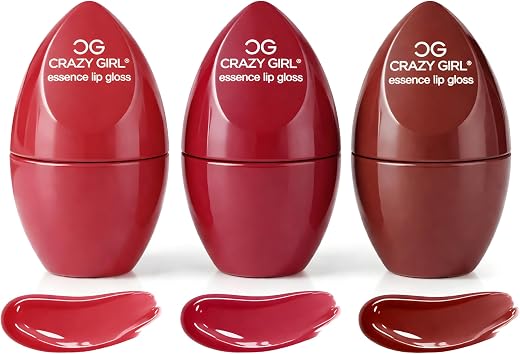CRAZY GIRL Egg Shaped Lip Gloss Set of 3 | Hydrating Moisturizing Lip Gloss Combo | Cute Korean Style Shine | Non-Sticky, ...