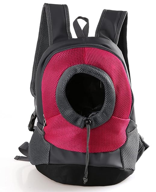 Foto 2 de 7 de Mochila para perro y cachorro, con diseño de cabeza, bolsillo y cinturón seguro para mascotas