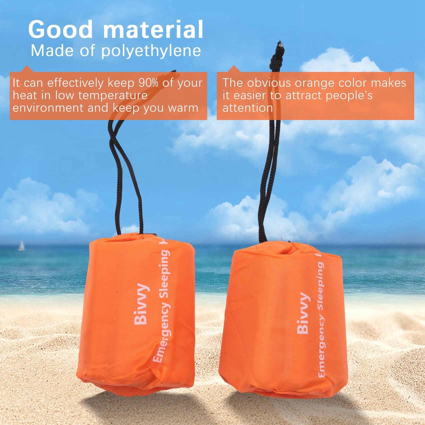 12-Pack Bolsa de Dormir Emergencia Térmica Impermeable Cubierta de Supervivencia para Camping al Aire Libre Senderismo