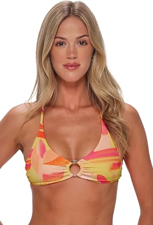 Sunsets Carrie Crossback Womens Swimsuit Bikini Top in Textured Crepe Fabric