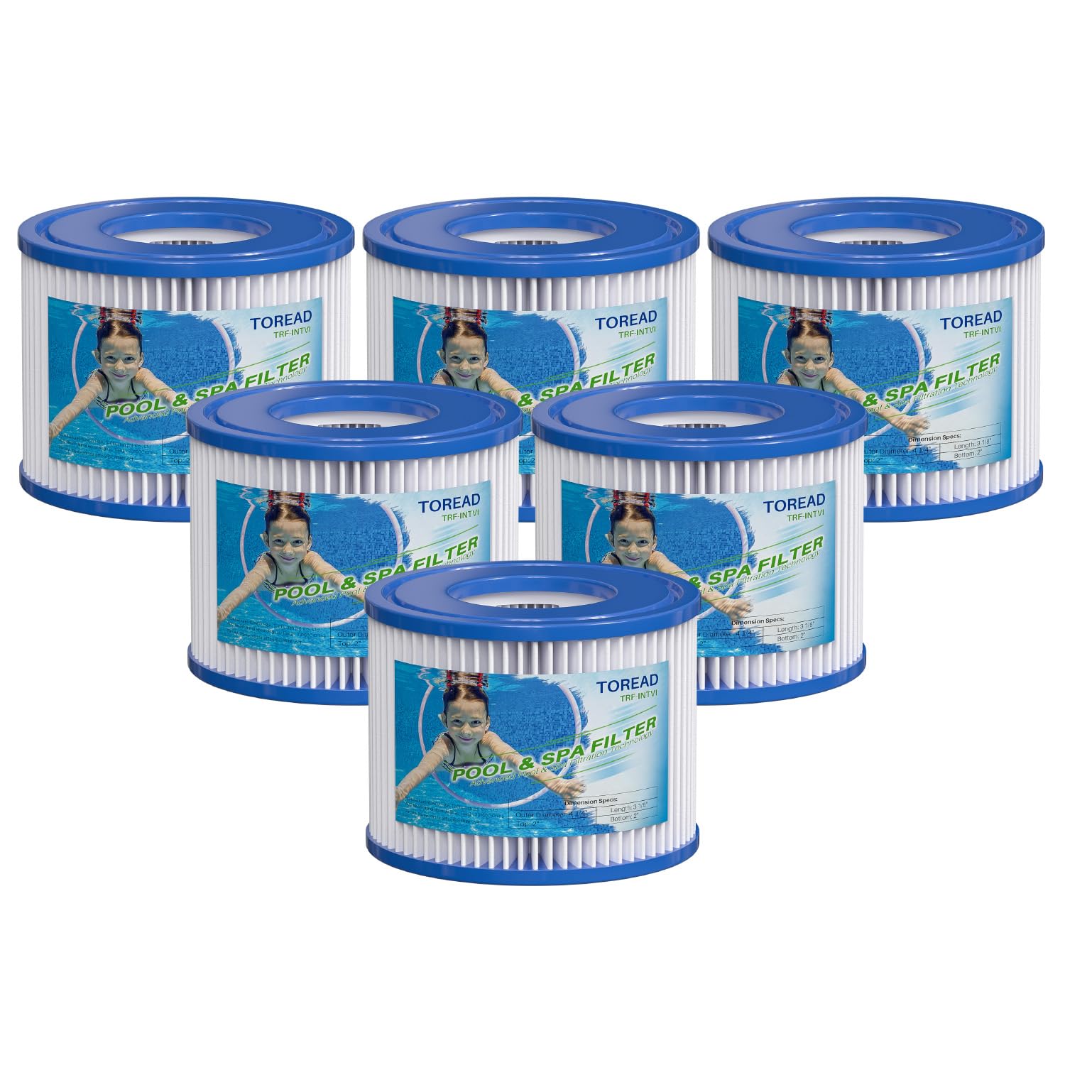 TOREAD Filter VI für Whirlpools (6er Set) | Kompatibel mit Bestway Lay-Z-Spa Miami, Vegas & Coleman SaluSpa | Ersatzkartusche 58323 / 90352E | Spa Zubehör für klares Wasser
