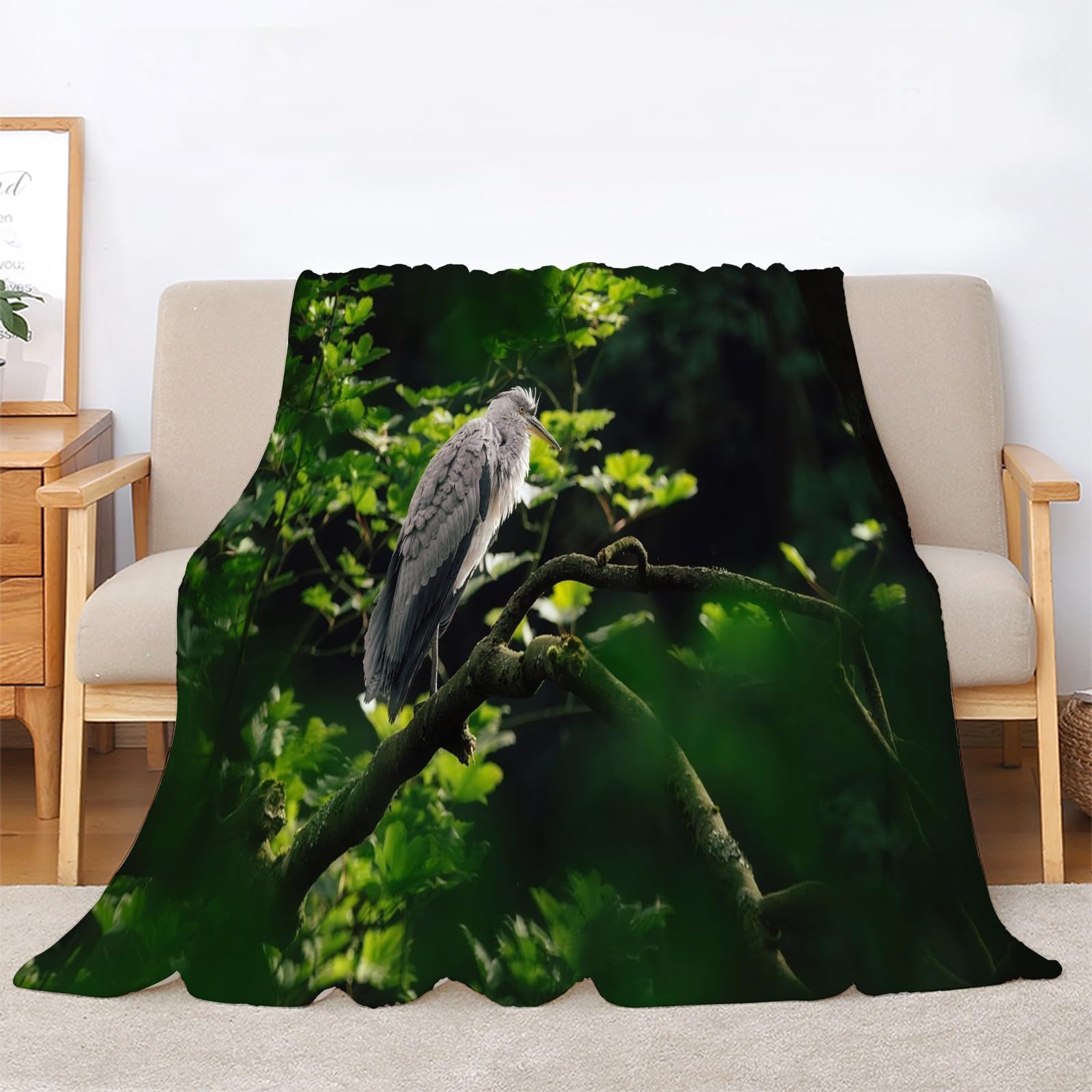 Koc leśny koc z czapli nocnej koc na łóżko pojedyncze ciepłe miękkie koce na sofę flanelowe 180 x 200 cm na wszystkie pory roku