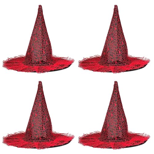 AC - Pack de 4 gorros de bruja, sombrero de hechicera, complemento para disfraces, Halloween, carnaval…