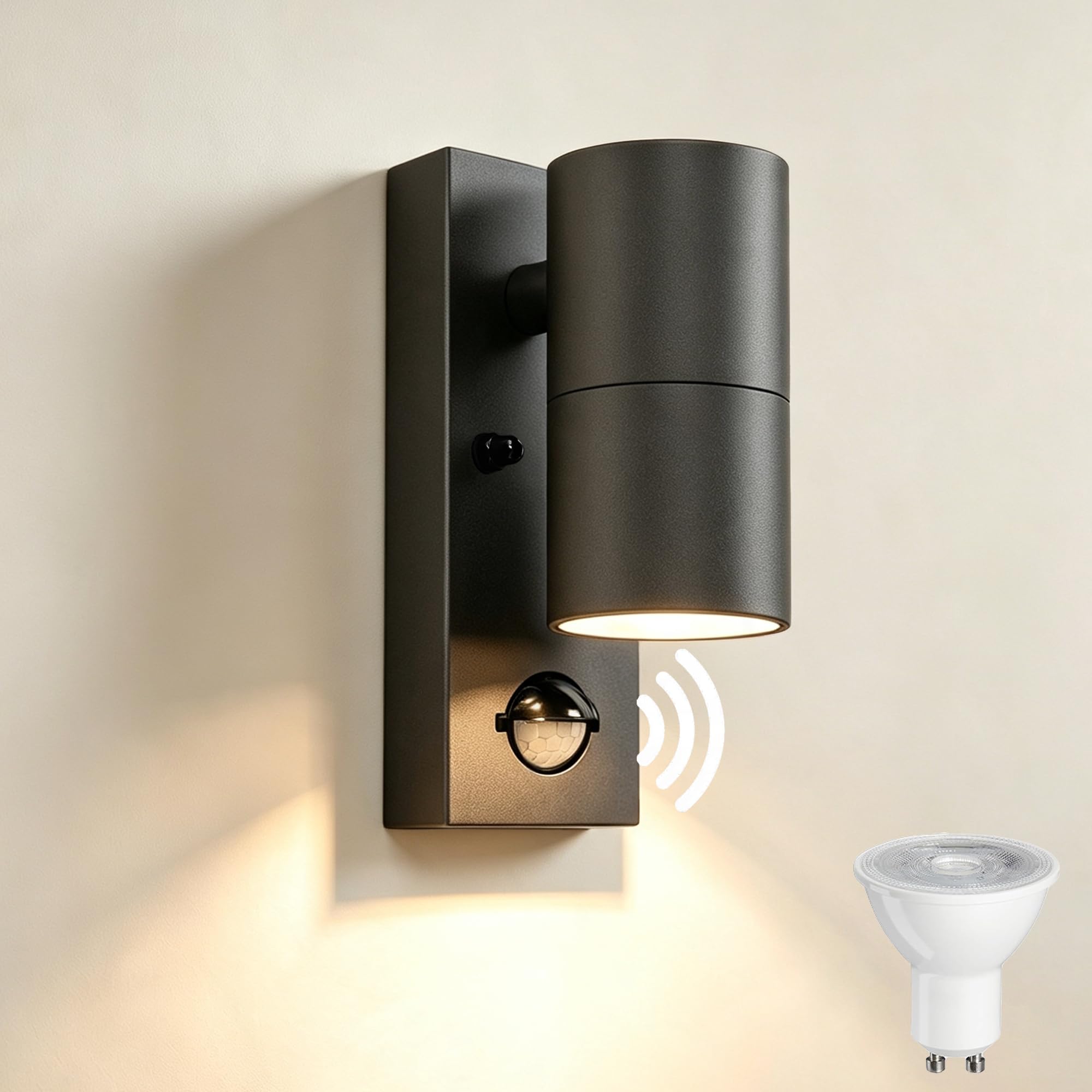 YOVGQOLV PIR Motion Sensor Light Outdoor Downlight GU10,Anthracite Grey