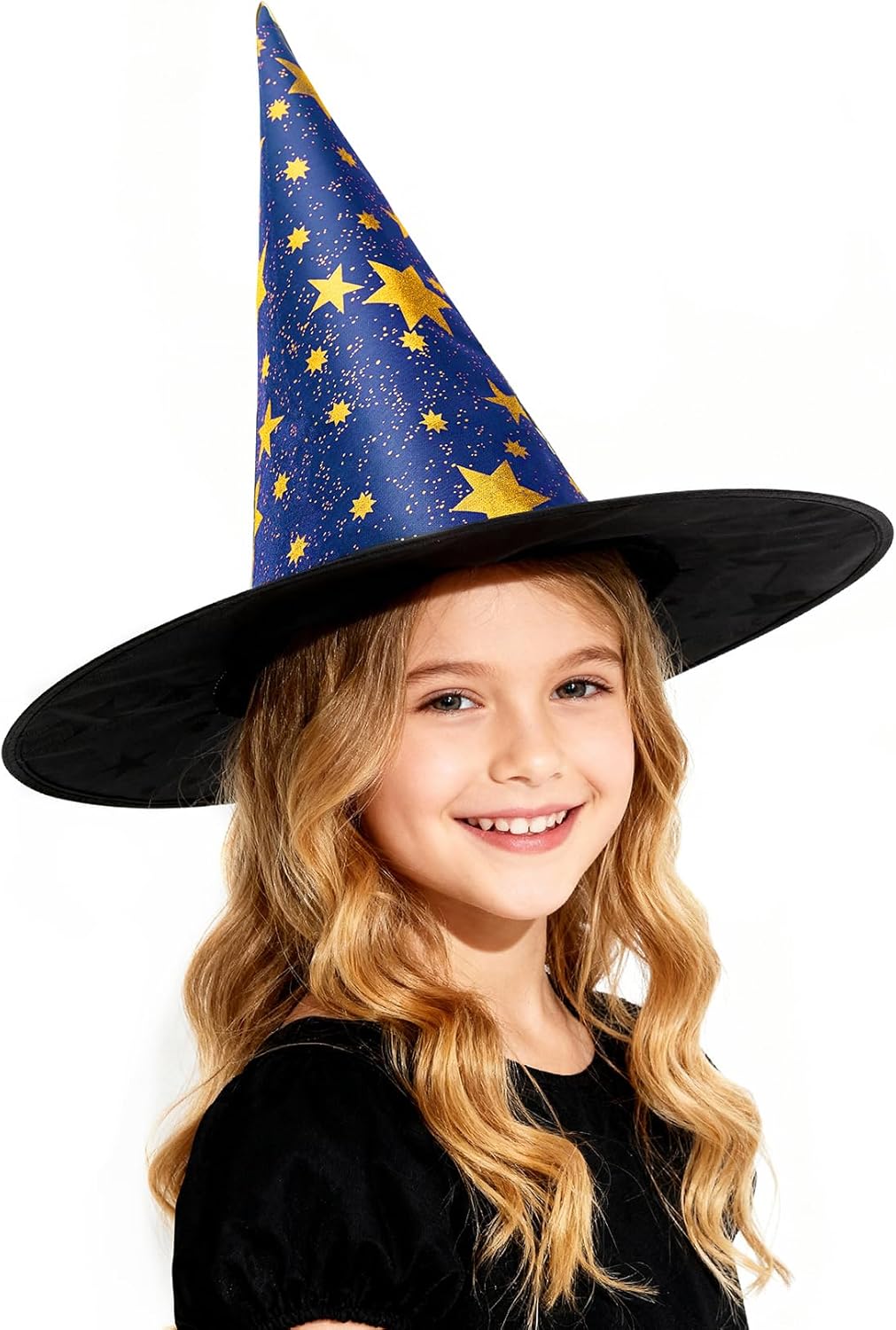Century Star Kids Witch Hat Star Printing Wizard Hat for Boys Girls Halloween Hat Cosplay Party Decorations