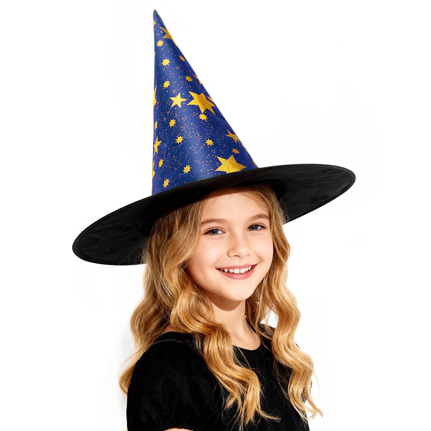 Century Star Kids Witch Hat Star Printing Wizard Hat for Boys Girls Halloween Hat Cosplay Party Decorations