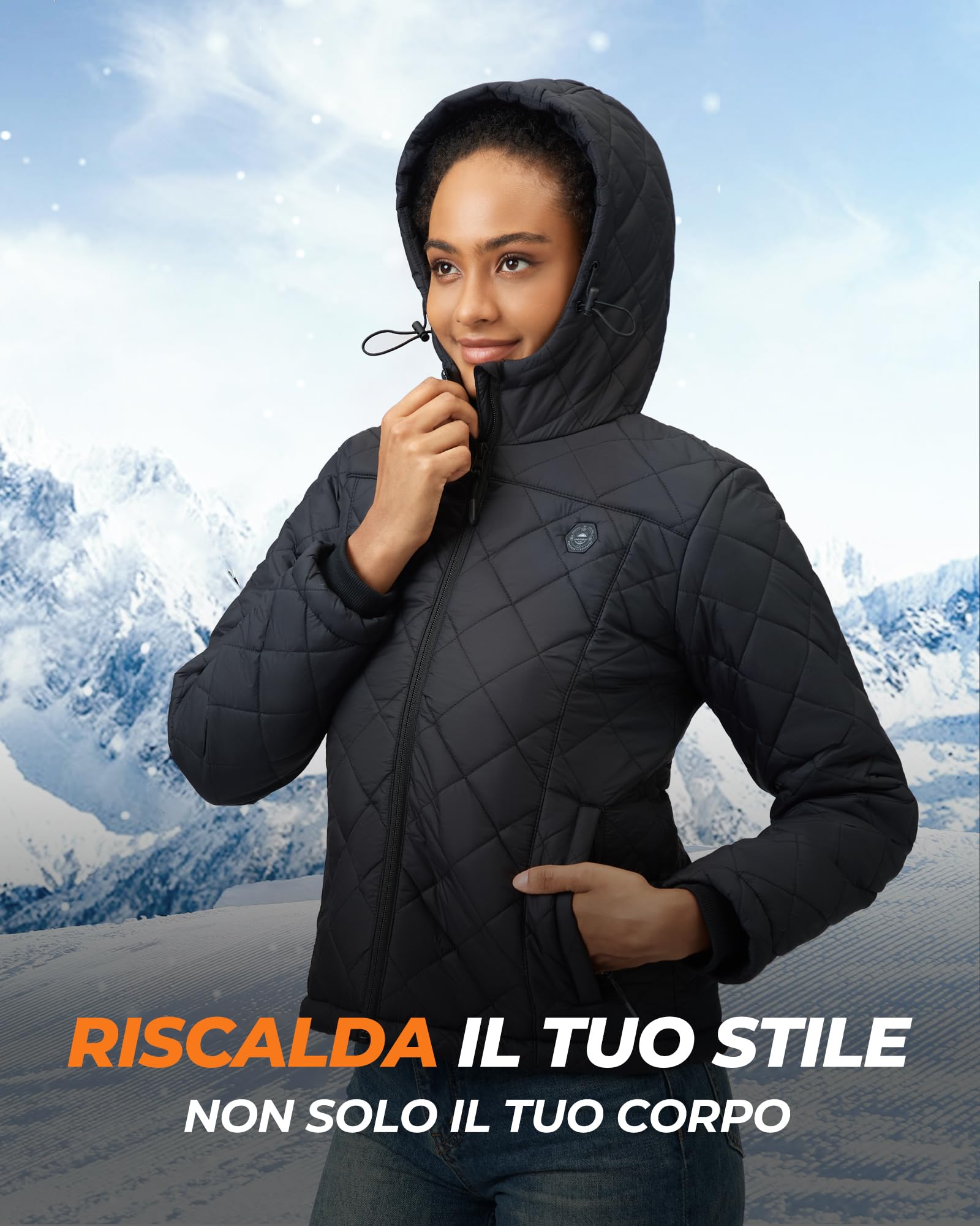 Giacca Riscaldata Donna Con Power Bank 12v 18400mah, 8 Zone Di Riscaldamento Giacca Riscaldamento Elettrico Con 3 Livelli Di Temperatura Per Ciclismo, Campeggio E Lavoro All'Aperto