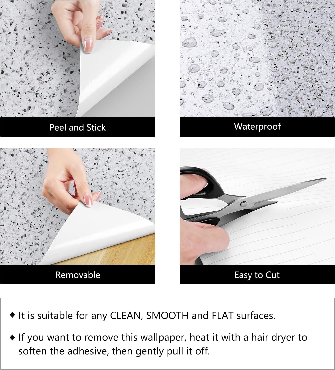 LaCheery 160x36 Terrazzo Countertop Contact Paper for Countertops White Granite Contact Paper for Kitchen Counter Top Peel and Stick Waterproof Self Adhesive Wallpaper for Bathroom Quartz Desk Table