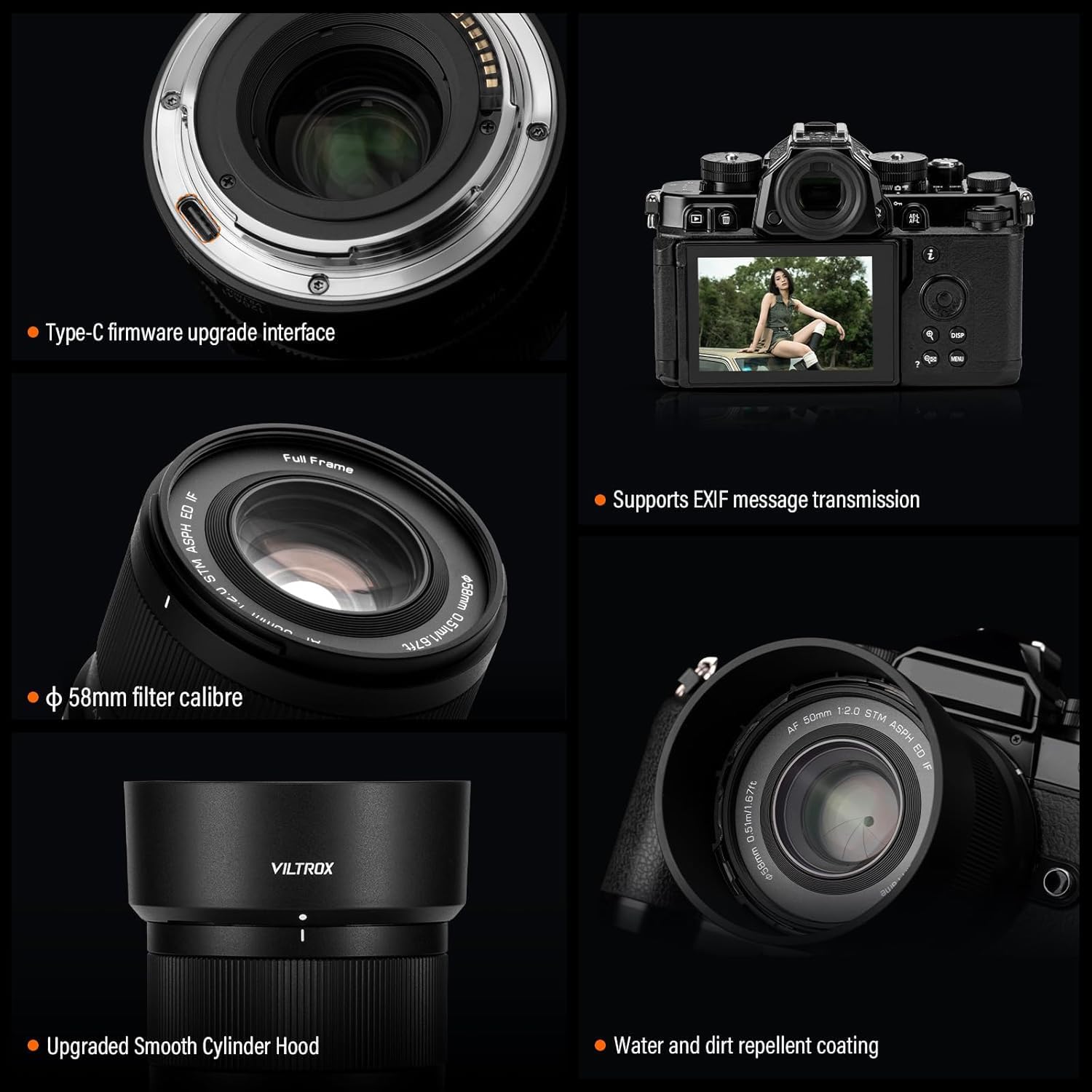 VILTROX 50mm F2.0 Plein Cadre Objectifs Autofocus STM pour Nikon Z Mount Camera Lenses Objectifs compatibles avec Nikon Z9 Z8 Z7 Z6 Z5 Z50 Z30 ZFC