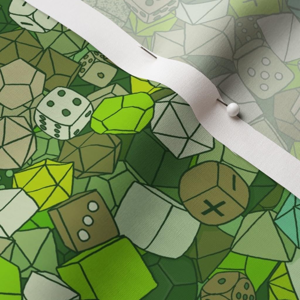 Spoonflower Fabric - Dice Forest Nerd Green Lime Gaming Printed on Cotton Poplin Fabric by The Yard - Sewing Shirting Quilting Dresses Apparel Crafts