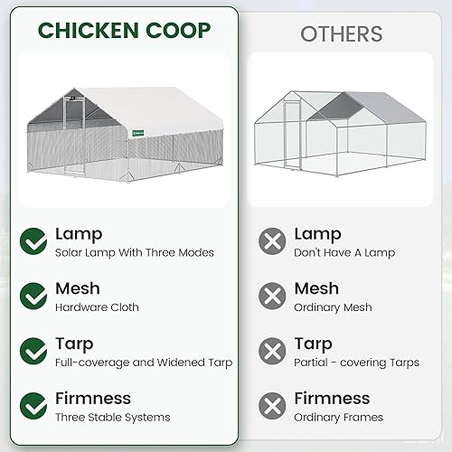 Miniatura 3 de Gallinero de metal grande con tela de corral de pollo y hardware, luz solar, cubierta impermeable y resistente a los rayos UV, jaula para aves de