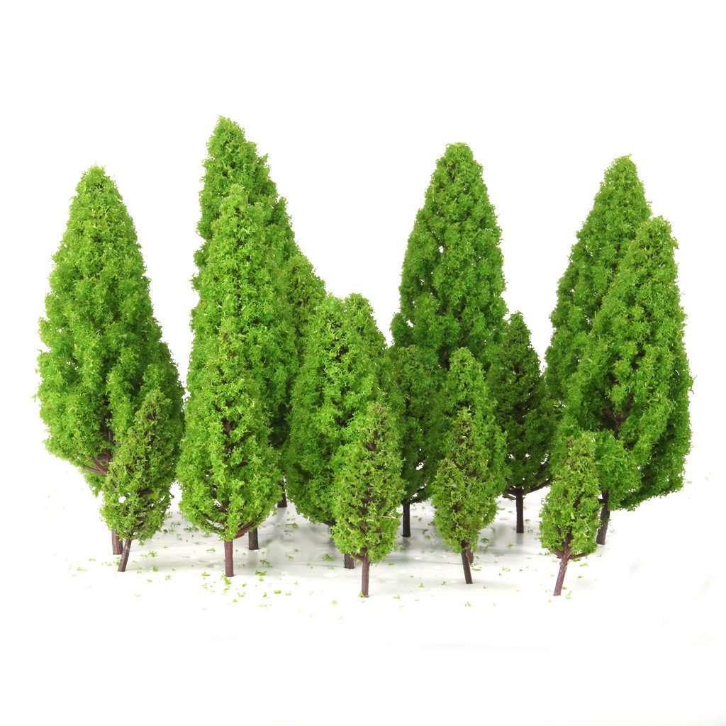 #N/A/a Set di 20 Alberi a Forma di Torre della Vegetazione del Paesaggio del Treno, Modelli in Scala 1 / 50-1 / 400 - Verde, 111