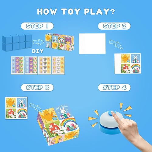 Miniatura 3 de Juego de juego de cubo mágico de Pascua, juegos de rompecabezas de ritmo rápido para niños de 4 a 8 a 12 años, lindos huevos de Pascua, conejito,