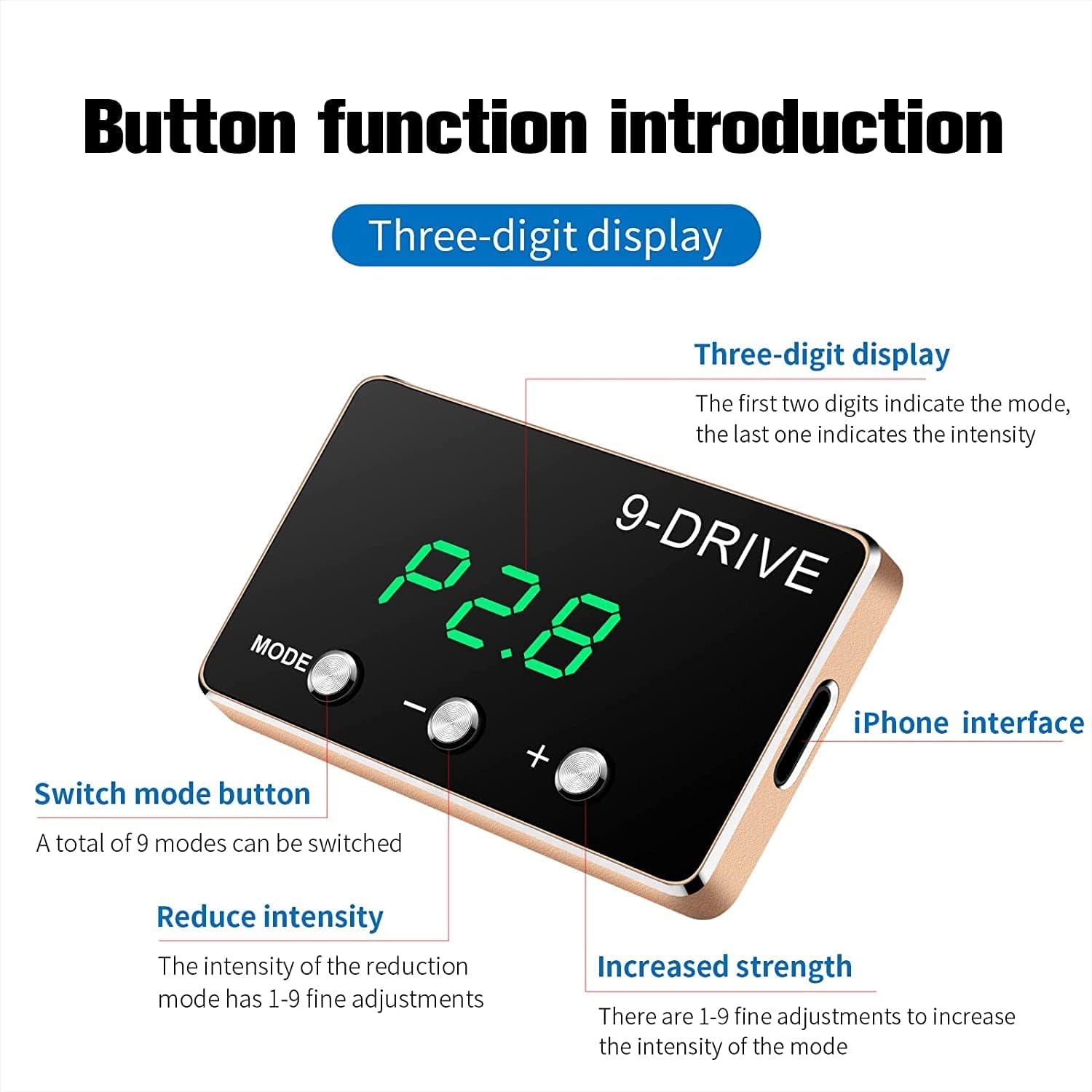 BY-J Throttle Response Controller, 9 Drive 9-Mode FLC-898 Universal Car Electronic Throttle controller, Compatible with TOYOTA Land Cruiser (J200)/Prius/Camry/Corolla/LEXUS GX 460