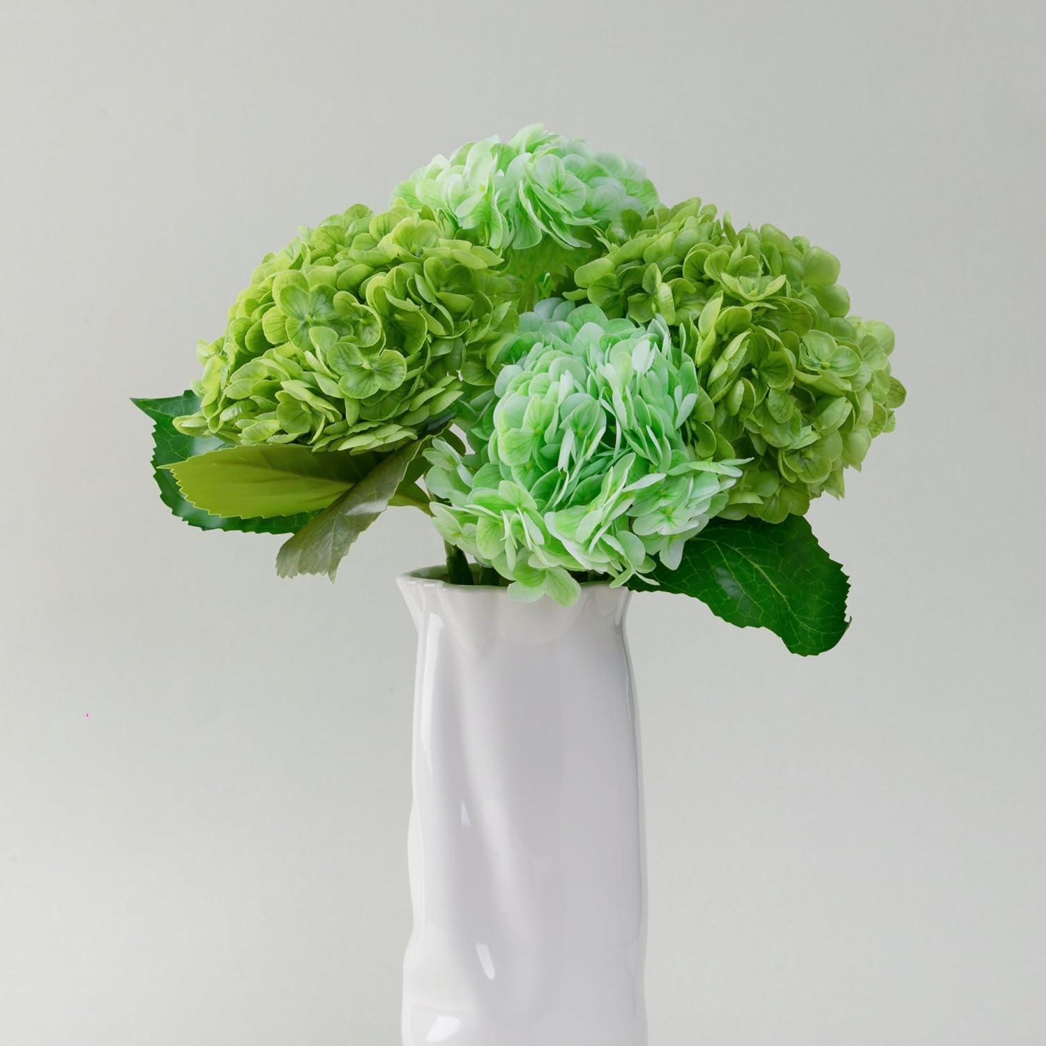 WILD WORKS 4pcs White Hydrangea Decoration Artificial Flower Natural Lifelike Real 21 inch Stem Flower for Home Party Outdoor Wedding Decor Women's Gifts